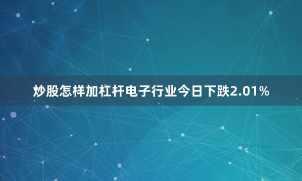 炒股怎样加杠杆电子行业今日下跌2.01%